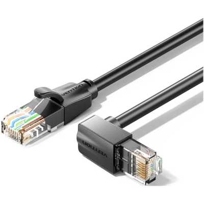 Патч-корд Vention прямой UTP cat.6, RJ45/RJ45 угол 90 вниз - 5м. Черный