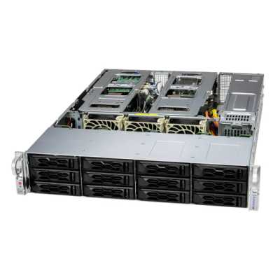 Серверная платформа/ SYS-621C-TN12R (bundle6): 2U / 2x LGA-4677 / 16x DDR5 RDIMM / 12x 3.5/2.5 NVMe*/SATA/SAS* / 1x SSD NVME 480GB, M.2 / 1x 4-Port 1GbE RJ45 / 2x 1200W Power (12 NVME config, Heatsink Upgrade)