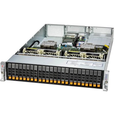Серверная платформа/ SYS-221H-TN24R (bundle12): 2U / 2x LGA-4677 / 32x DDR5 RDIMM / 24x Hs 2.5" NVMe*/SATA/SAS*/ 1x SSD NVME 480GB, M.2 / 1x Dual-Port 1GbE RJ45 / 2x 1200W Power (24 NVME config, Fan+ Heatsink Upgrade)