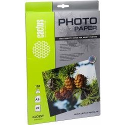 Фотобумага Cactus CS-GA315020 A3+/150г/м2/20л./белый глянцевое для струйной печати