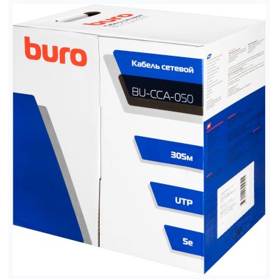 Кабель сетевой Buro BU-CCA-050 UTP 4 пары cat.5E solid 0.50мм CCA 305м серый