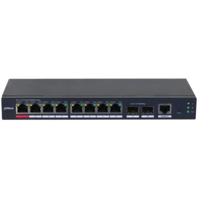 Коммутатор Dahua DH-S4210-8GT-110 (L2) 10x1Гбит/с 2SFP 8PoE 110W управляемый