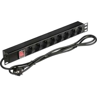 Блок распределения питания Lanmaster NM-PD16A-8XSH+S-2.0 гор.размещ. 8xSchuko базовые 16A Schuko 2м