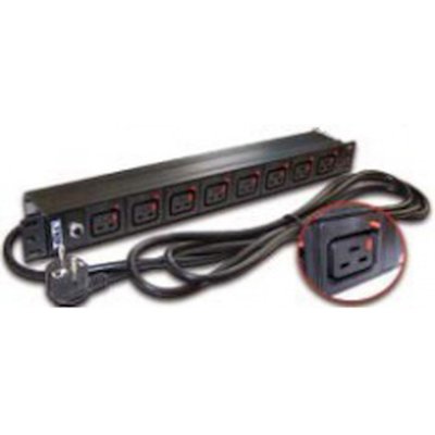 Блок распределения питания Lanmaster TWT-PDU-16A8C9L-3.0 верт.размещ. 8xC19 базовые 16A Schuko 3м