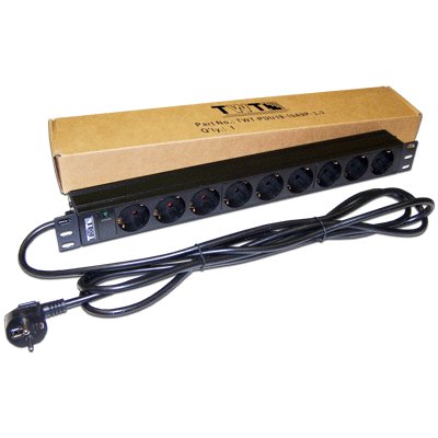 Блок распределения питания Lanmaster TWT-PDU19-16A9P-3.0 гор.размещ. 9xSchuko базовые 16A Schuko 3м