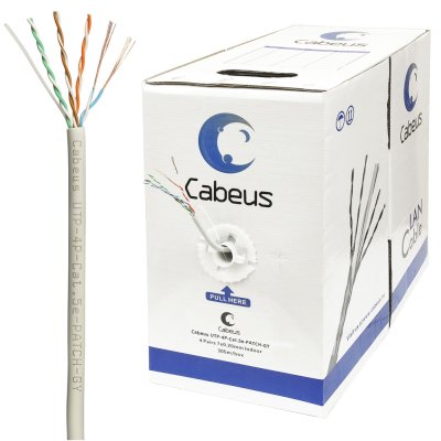 Кабель информационный Cabeus UTP-4P-CAT.5E-PATCH-GY кат.5E U/UTP 4 пары 24AWG PVC внутренний 305м серый
