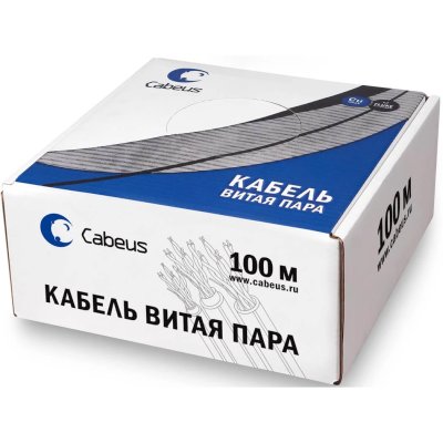 Кабель информационный Cabeus UTP-4P-CAT.5E-SOLID-GY-100 кат.5E U/UTP 4 пары PVC внутренний 100м серый