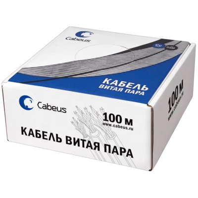 Кабель информационный Cabeus UTP-4P-CAT.5E-SOLID-WH-100 кат.5E U/UTP 4 пары PVC внутренний 100м белый