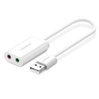 Внешняя звуковая карта UGREEN US205 (30143) USB 2.0 External Sound Adapter. Длина: 15см. Цвет: белый