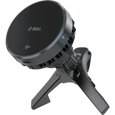 Автомобильное беспроводное зарядное устройство TTEC AirCharger Drive Pro Qi2/MagSafe 15W Wireless Fast Charger&Phone Holder с функцией охлаждения. Цвет: черный
