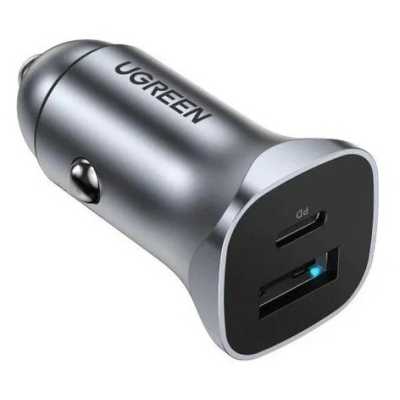 Автомобильное зарядное устройство UGREEN CD130 (40858) USB-C PD+USB-A QC 30W Fast Car Charger + SCP22.5W. Цвет: серый