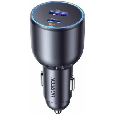 Автомобильное зарядное устройство UGREEN EC701 (35023) 63W 2-Port USB-C PD&USB-A w/o Cable Fast Car Charger без кабеля. Цвет: серый