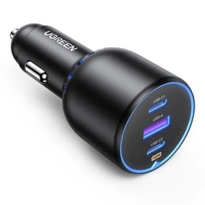 Автомобильное зарядное устройство UGREEN EC705 (35025) 2*USB-C PD+USB-A 130W Fast Car Charger. Цвет: серый