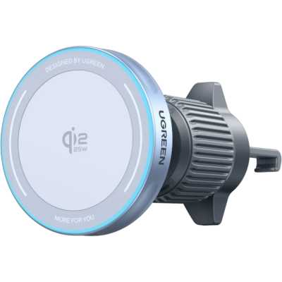 Автомобильное беспроводное магнитное зарядное устройство UGREEN W758 (55967) "MagFlow" 25W Magnetic Qi2.2 Wireless Car Charger. Цвет: серебристо-голубой
