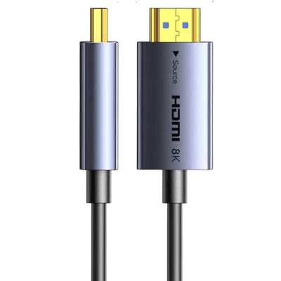 Кабель оптоволоконный UGREEN HD183 (55504) HDMI 8K Fiber Optic Cable Male to Male Aluminum Shell. Длина: 10м. Цвет: темно-серый