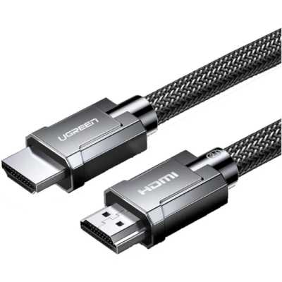 Кабель UGREEN HD188 (85242) HDMI Straight-To-Curved 8K@60Hz Round Cable. Длина: 3м. Цвет: серый космос