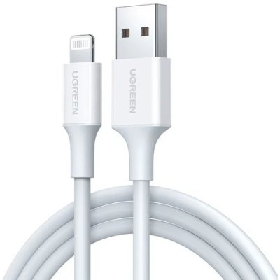 Кабель UGREEN US155 (20728) USB-A Male to Lightning Male Cable Nickel Plating ABS Shell. Длина 1 м. Цвет: белый