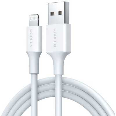 Кабель UGREEN US155 (20730) USB-A Male to Lightning Male Cable Nickel Plating ABS Shell. Длина: 2м. Цвет: белый