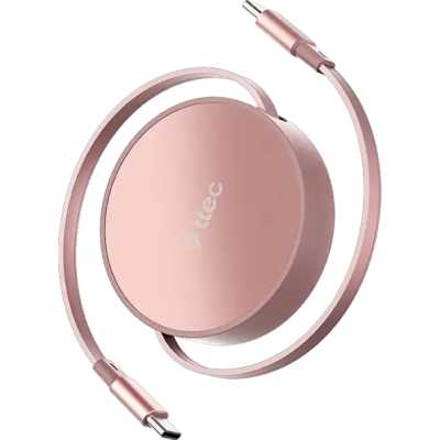 Кабель выдвижной TTEC USB-C to USB-C Mini Retractable 100W PD/QC 120cm Fast Charge Cable. Длина: 120 см. Цвет: нежно-розовый