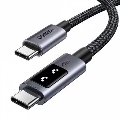 Кабель UGREEN L509 (35513) UNO Type C 2.0 Male To Type C 2.0 Male 5A Data Cable. Длина: 3м. Цвет: черный/серый