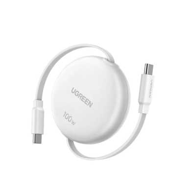 Кабель выдвижной UGREEN L531 (95673) 100W USB-C to USB-C PD Fast Charging Retractable Cable Max. Длина: 1м. Цвет: белый