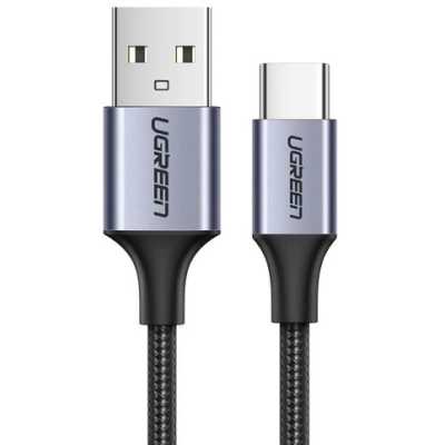 Кабель UGREEN US288 (60128) USB-A 2.0 to USB-C Cable Nickel Plating Aluminum Braid. Длина 2м. Цвет: черный