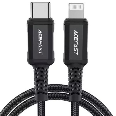 Кабель ACEFAST C4-01 USB-C to Lightning aluminum alloy charging data cable. Длина 1,8 м. Цвет: черный