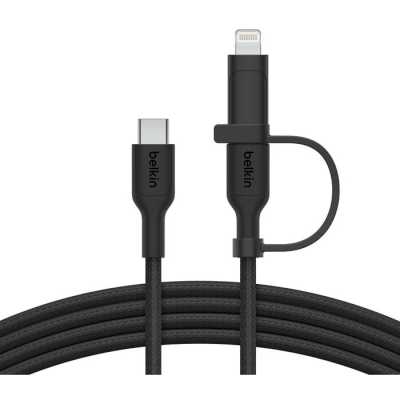 Кабель Belkin 2in1 60W USB-C & Lightning To USB-C Braided Cable. Длина: 1,5м. Цвет: черный