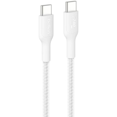 Кабель Belkin Boost Charge Pro 240W USB-C to USB-C Braided PCR Cable. Длина: 1м. Цвет: белый