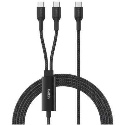 Кабель двойной Belkin BoostCharge Pro 2-in-1 140W USB-C - USB-C Braided Dual Charging Cable. Длина: 1,5м. Цвет: черный