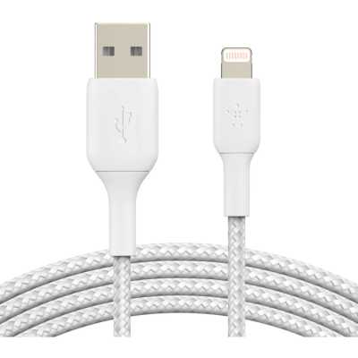 Кабель Belkin BoostCharge USB-A - Lightning Braided Cable. Длина: 2м. Цвет: белый