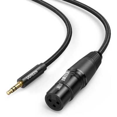 Кабель UGREEN AV182 (20244) 3.5mm Three-Pole Male to XLR Female Audio Cable. Длина: 2м. Цвет: черный