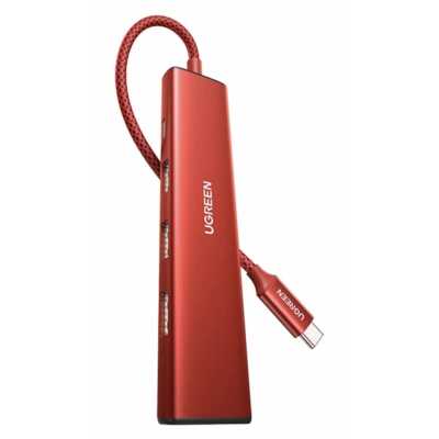 Хаб UGREEN CM478 (75325) 5-in-1 USB-C PD 100W&USB-A 3.0&2*USB-A 2.0&HDMI 4K30Hz. Цвет: красный