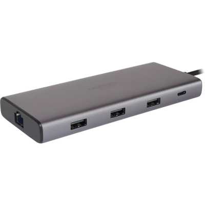Конвертер UGREEN CM639 (15534) Revodok Pro 10-in-1 8K@30Hz USB-C to 1*USB3.0&2*USB2.0&USB-C3.0&2*HDMI&RJ45 Gigabit&SD&TF&PD. Цвет: серый