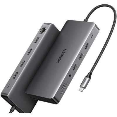 Конвертер UGREEN CM681 (15978) Revodok Pro Converter 13-in-1 4K@60Hz & 2*HDMI & 1*DP with PD. Цвет: серый