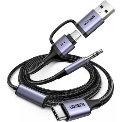 Аудиоадаптер UGREEN CM772 (45009) 2-in-1 USB-A&USB-C&Jack 3.5 Audio Adapter. Цвет: серый