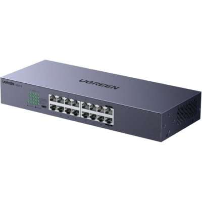 Коммутатор сетевой UGREEN CM939 (75289EU) 16-Port Gigabit Ethernet Switch Aluminum Housing EU. Цвет: серый космос