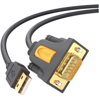 Кабель UGREEN CR104 (20210) USB 2.0 A To DB9 RS-232 Male Adapter Cable. Длина 1 м. Цвет: серый