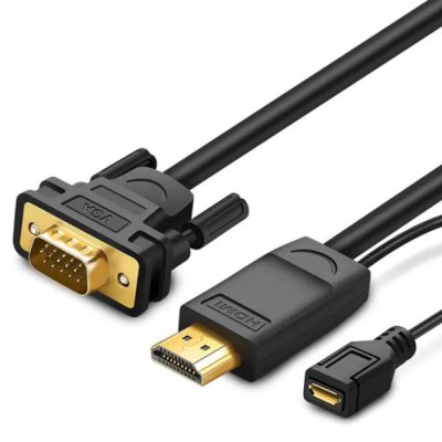 Кабель UGREEN MM101 (30449) HDMI to VGA Converter Cable. Длина 1,5 м. Цвет: черный
