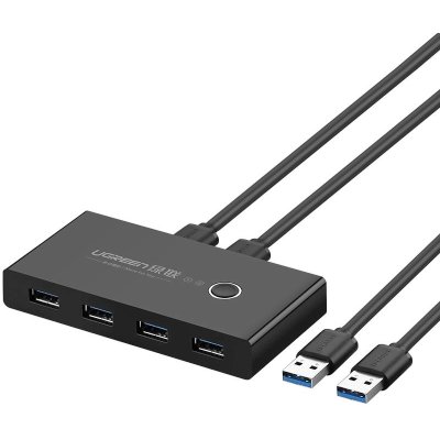 Разветвитель портов UGREEN US216 (30768) 2 In 4 Out USB 3.0 Sharing Switch Box. Цвет: черный
