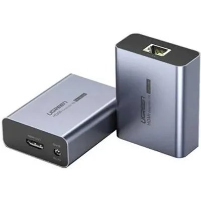 Удлинитель UGREEN CM455 (20519EU) HDMI Over Ethernet Extender 1080P 70м EU. Цвет: серый космос