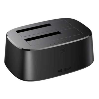 Док-станция для двух жестких дисков UGREEN CM198 (50857) USB 3.0 to SATA Dual-Bay Hard Drive Docking Station EU. Цвет: черный