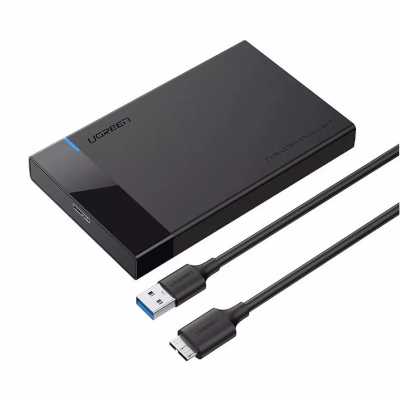 Внешний корпус для жесткого диска UGREEN US221 (30848) 2.5 Inch Hard Drive Box с кабелем Micro-B to USB-A 3.0. Цвет: черный