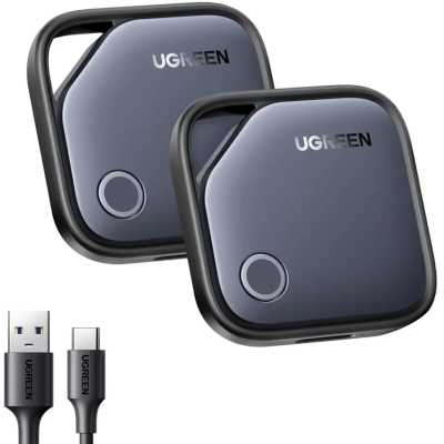 Трекер для поиска вещей UGREEN CM919 (75119A) AirTag Smart Tracker for AOS Finder 2 (2шт). Цвет: черно-серый
