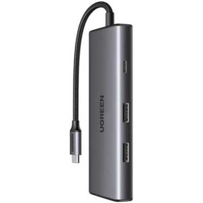 Адаптер UGREEN CM498 (15531) Revodok Pro 7-in-1 4K@30Hz HDMI&2*USB- A 3.2&USB-C 3.2&SD/TF&PD Adapter. Цвет: серый