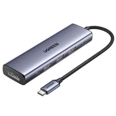 Хаб UGREEN CM511 (75642) 6-in-1 USB-C Hub With 1*DP&2*USB-C&3*USB-A. Цвет: серый космос