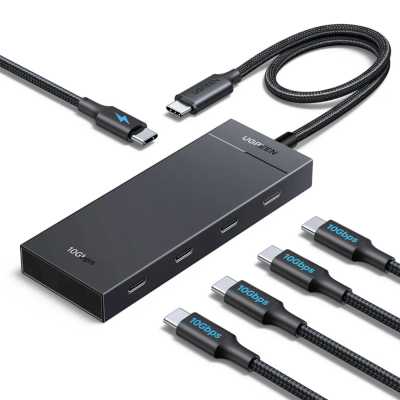 Хаб UGREEN CM806 (55334) 5-in-1 USB-C 10Gbps To 4xUSB-C 3.2 Hub With PD. Цвет: черный