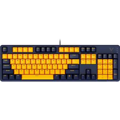 RAPOO Игровая механическая клавиатура проводная V500PRO-2024, цвет - желтый/синий