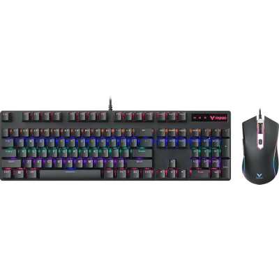 RAPOO Игровая механическая клавиатура+мышь проводная V150S, цвет - черный (13147)