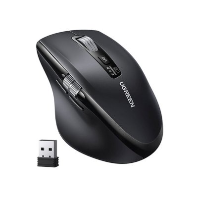 Беспроводная компьютерная мышь UGREEN M751 (45792) Ergonomic Contoured-Shape Multi-Mode Wireless Mouse 2.4 GHz&BT. Цвет: черный